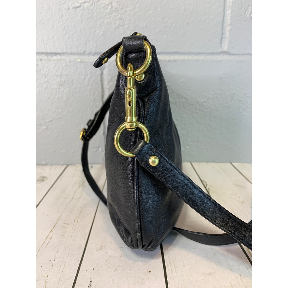 Vintage Y2K Coach Black Pebbled Leather Crossbody Bag Gold Hardware Red Lining - Picture 6 of 9